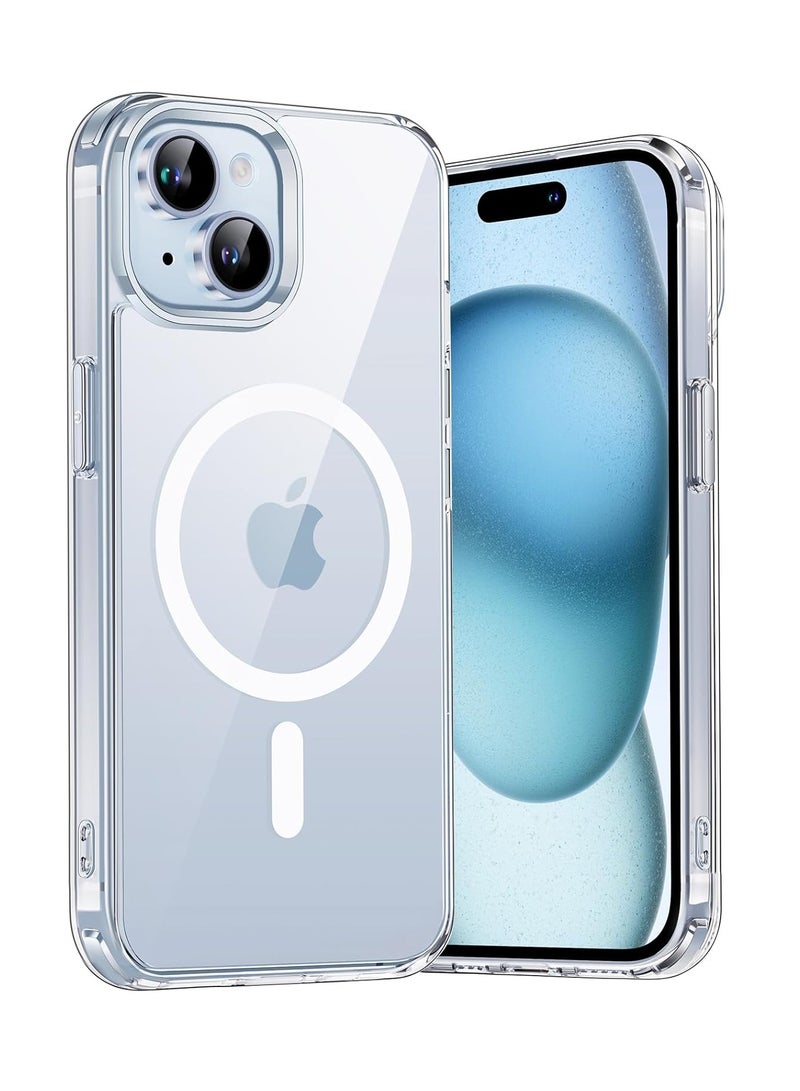 ثسؤشسث 15 غطاء ماغسيف شفاف مضاد للأصفر ومضاد للخدوش، فائق النحافة، غطاء ماغسيف مغناطيسي شفاف لهاتف آيفون 15 مقاس 6.1 بوصة - Image 1