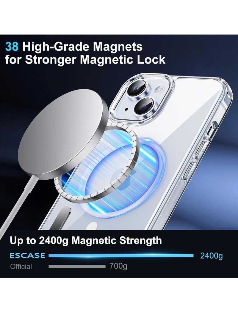 ثسؤشسث 15 غطاء ماغسيف شفاف مضاد للأصفر ومضاد للخدوش، فائق النحافة، غطاء ماغسيف مغناطيسي شفاف لهاتف آيفون 15 مقاس 6.1 بوصة - Image 3