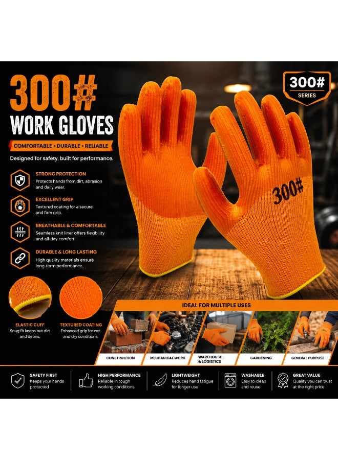 ABC 300# Latex Coated Work Safety Gloves, Oil Resistant Industrial Protective Gloves with Crinkle Palm Grip, Breathable Seamless Liner, Anti-Slip Work Gloves for Construction, Automotive, Warehouse & Maintenance – 1 Pair - Image 2