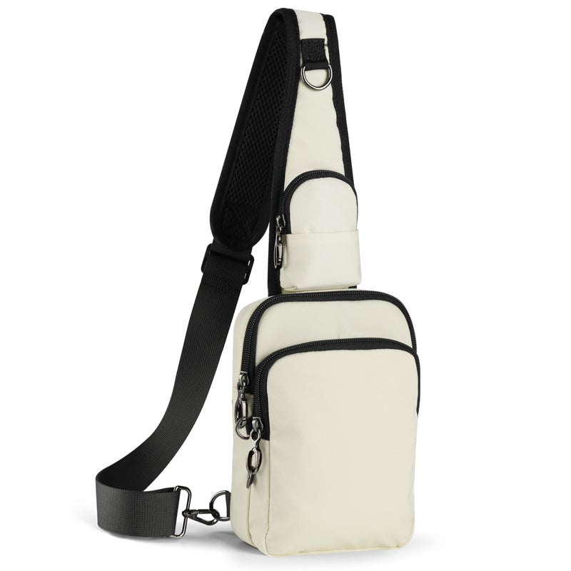 VADOO Sling Bag, Crossbody Bag with Zipper Lock, RFID Blocking & Water Resistant for Men and Women(Beige) - Image 1