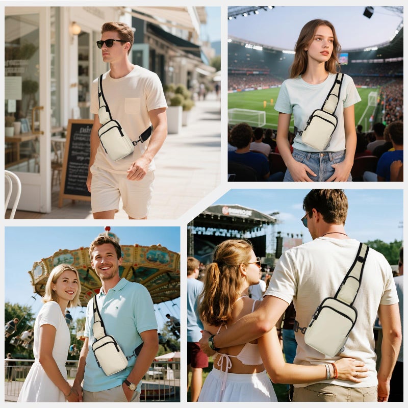 VADOO Sling Bag, Crossbody Bag with Zipper Lock, RFID Blocking & Water Resistant for Men and Women(Beige) - Image 2