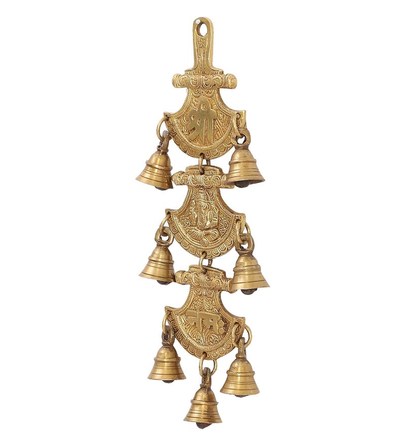 Two Moustaches Shree Ganeshaya Namah Brass Hanging Bells - Image 4