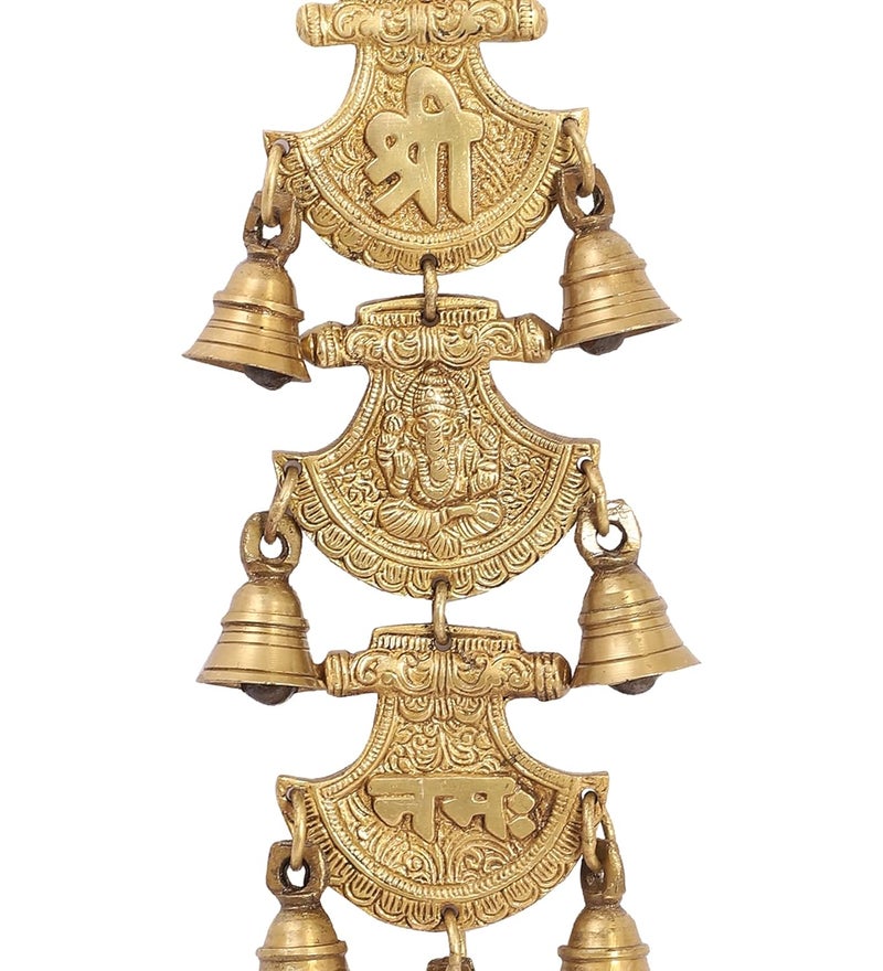 Two Moustaches Shree Ganeshaya Namah Brass Hanging Bells - Image 3