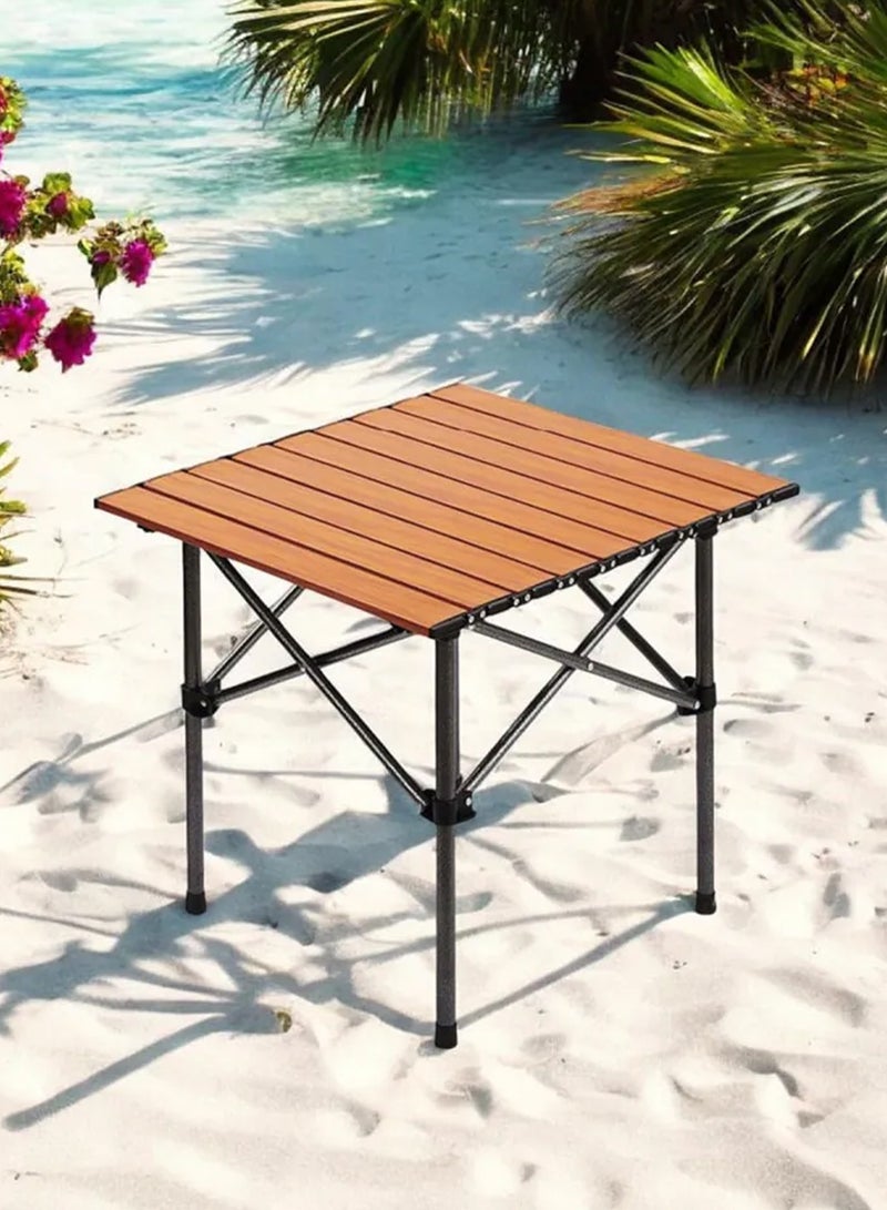 Lightweight Camping Table for 4 People – Roll-Up Top, Portable with Carry Bag, Durable Outdoor Table for Camping, Picnics, BBQs, and Backyards, 52×52×50cm - Image 3