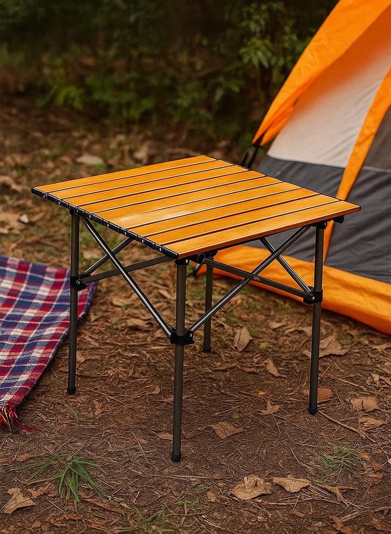 Lightweight Camping Table for 4 People – Roll-Up Top, Portable with Carry Bag, Durable Outdoor Table for Camping, Picnics, BBQs, and Backyards, 52×52×50cm - Image 2