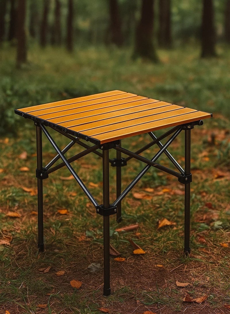 Lightweight Camping Table for 4 People – Roll-Up Top, Portable with Carry Bag, Durable Outdoor Table for Camping, Picnics, BBQs, and Backyards, 52×52×50cm - Image 1