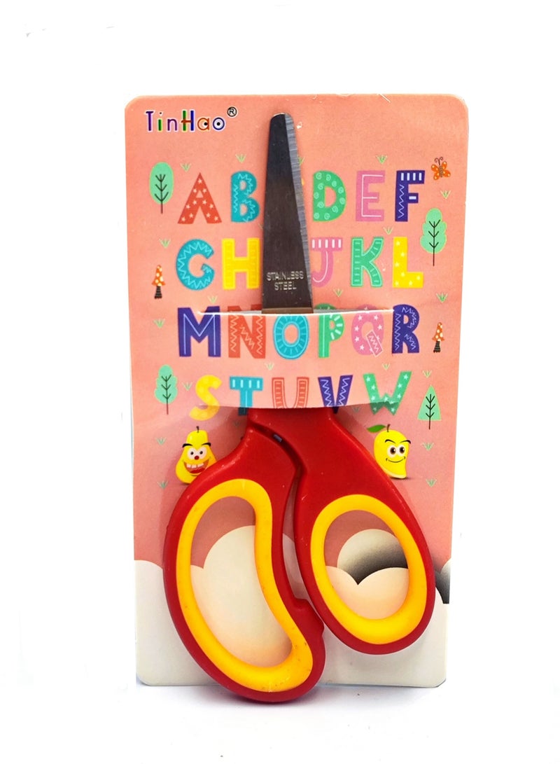 Tinhu Kids Safety Scissors Colorful Handles Educational Alphabet Design Child Friendly Cutting Tool