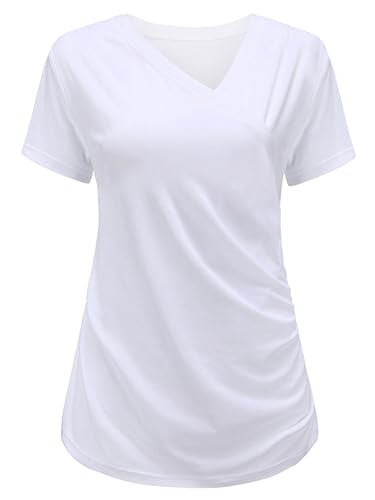 Liu & Qu Womens Maternity Nursing Tops Short Sleeve Breastfeeding Shirts Heather V Neck Clothes - Image 3