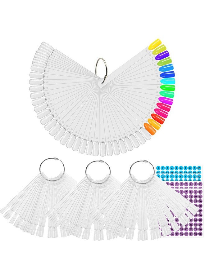 BQAN BQAN 200 Pcs Nail Swatch Sticks with Ring, Nails Art Display Nail Swatch Sticks | Nail Practice Sticks for Home or Salon Use, 4 Pack Number Stickers - Image 1