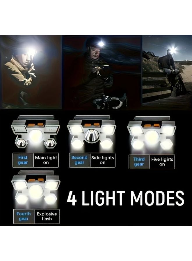 6pcs Portable 5LED USB Rechargeable Headlamp Outdoor Camping Hiking Fishing Work Light - Image 3