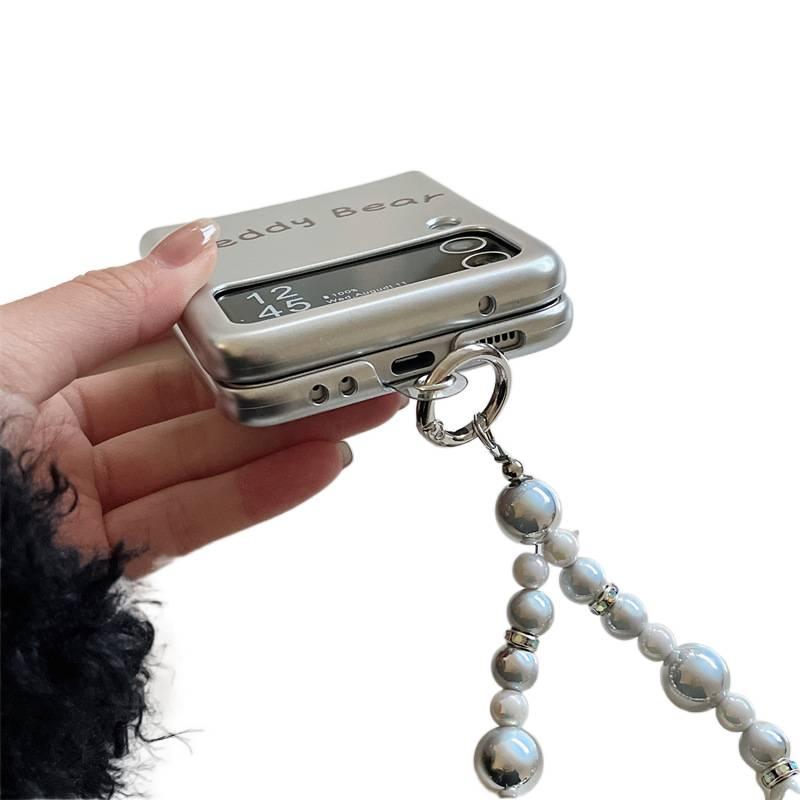 Protective Case | Drop Protection | Electroplated Silver Silicone | Shockproof Cover for Samsung Galaxy Z Flip 4 - Image 5