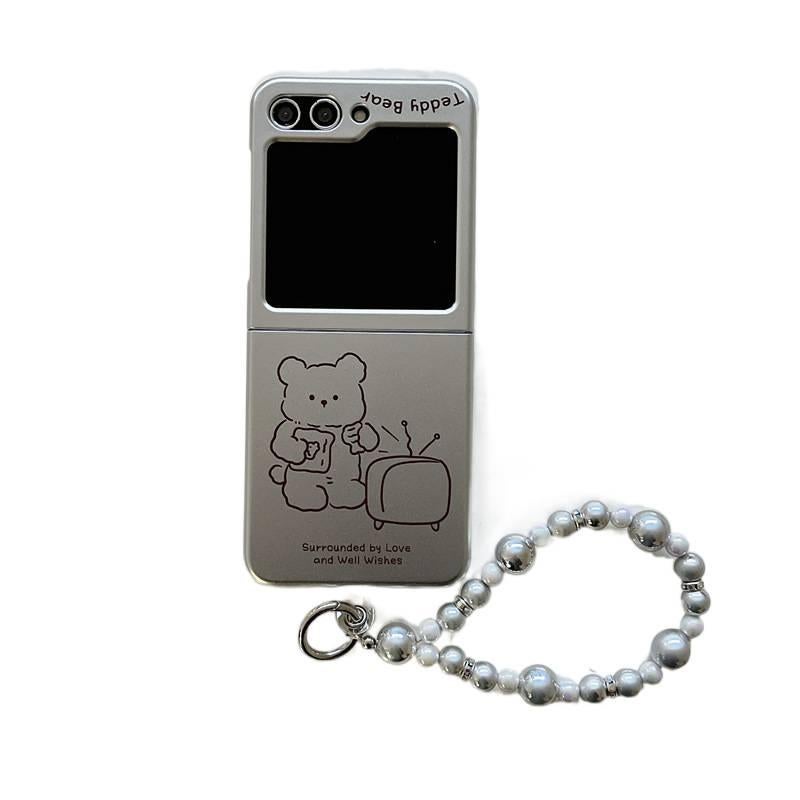 Protective Case | Drop Protection | Electroplated Silver Silicone | Shockproof Cover for Samsung Galaxy Z Flip 4 - Image 1