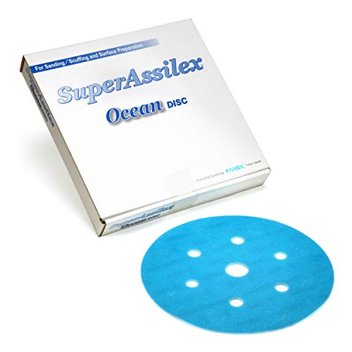 Eagle Abrasives Super Assilex Flexible 6 inch Sanding Discs, Ocean K-360, 7 Holes, Hook & Loop, 193-1545, 25 Discs - Image 1