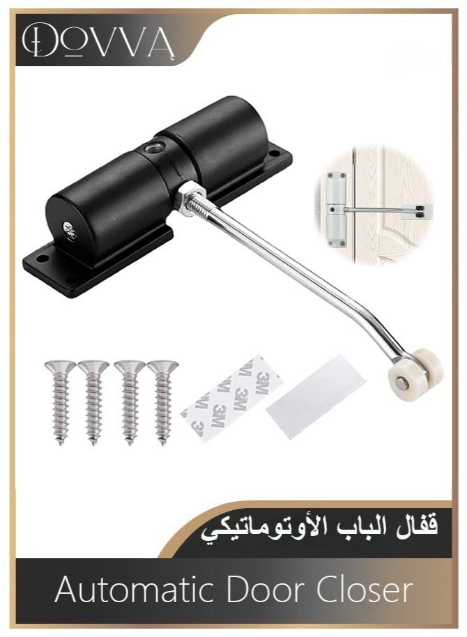 Automatic Door Closer, Safety Spring Door Closers, Stainless Steel Door Closing Controller for Residential Commercial Use, Automatic Sliding Door Closer for Homes (Black) - Image 1