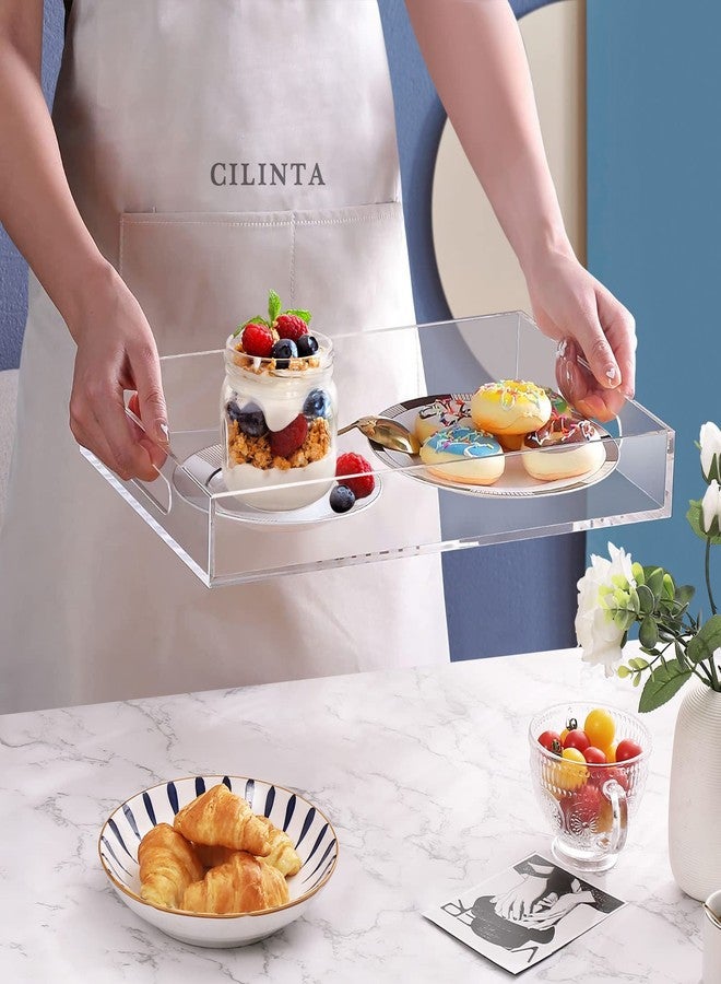Cilinta Acrylic Serving Trays with Handles, 16"x 12" Rectangle Sturdy Breakfast Tray, Clear Decorative Trays Organiser for Bedroom, Kitchen, Living Room, Bathroom, Hospital and Outdoors - Image 4