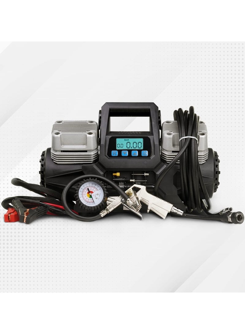 SHEZA STAR 4 Cylinder Car Air Compressor Ultra Extreme 4x4 Tire Super Air Flow Portable 150 PSI, 400 LPM, 12V Tire Inflator for Car, Truck, Bicycle & Other Inflatables  - Image 1