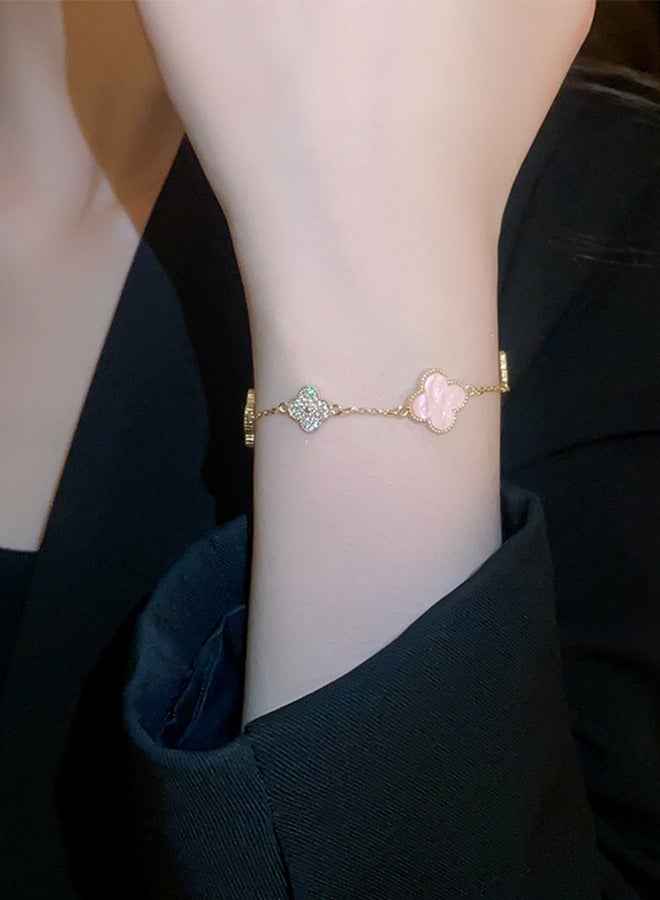 Women'S Four-Leaf Clover Bracelet | Designer Women'S Four-Leaf Clover Bracelet | Exquisite Pink Four-Leaf Clover Bracelet Exquisite Gift Sweet And Fresh - Image 1