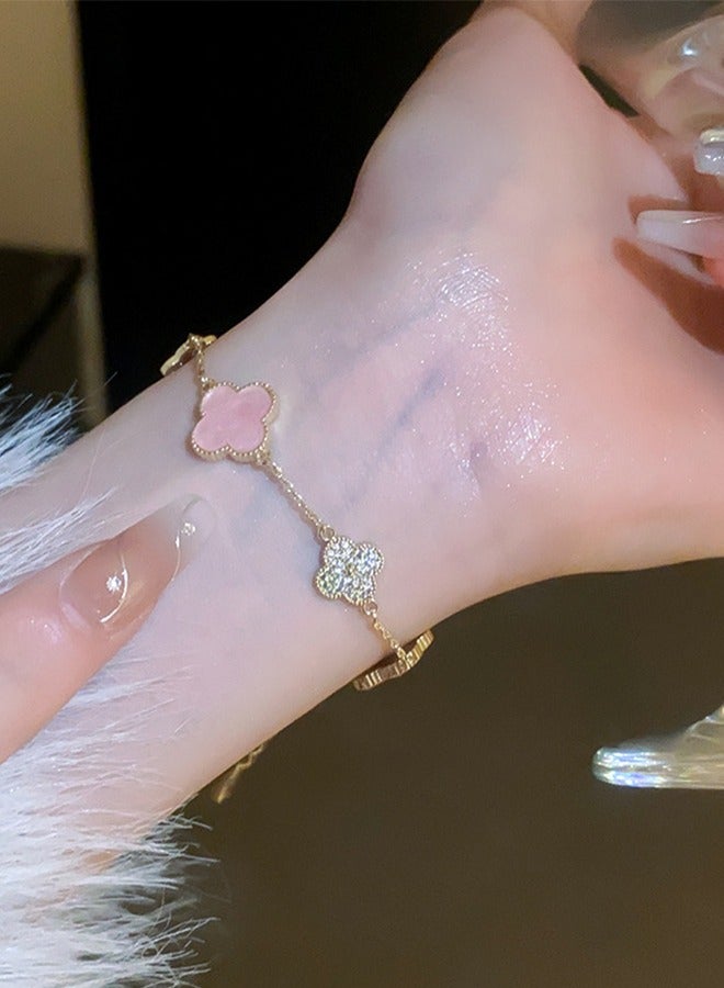Women'S Four-Leaf Clover Bracelet | Designer Women'S Four-Leaf Clover Bracelet | Exquisite Pink Four-Leaf Clover Bracelet Exquisite Gift Sweet And Fresh - Image 4