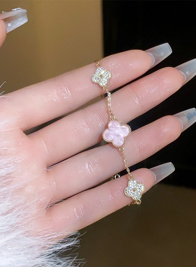 Women'S Four-Leaf Clover Bracelet | Designer Women'S Four-Leaf Clover Bracelet | Exquisite Pink Four-Leaf Clover Bracelet Exquisite Gift Sweet And Fresh - Image 5