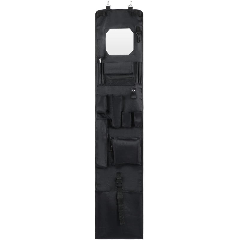 Woanger Police Style Hanging Closet 52 x 11 Inches Door Organizer Locker Shelf Hanging Locker Organizer with Mirror for Police Security Law Enforcement (Black, 1 Pcs) - Image 1