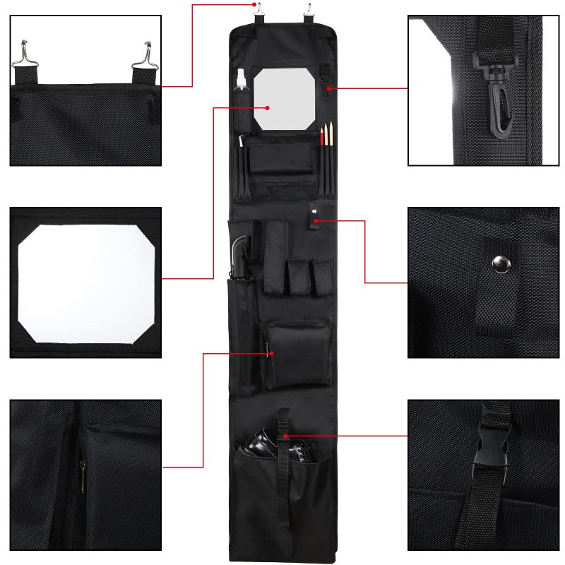 Woanger Police Style Hanging Closet 52 x 11 Inches Door Organizer Locker Shelf Hanging Locker Organizer with Mirror for Police Security Law Enforcement (Black, 1 Pcs) - Image 3