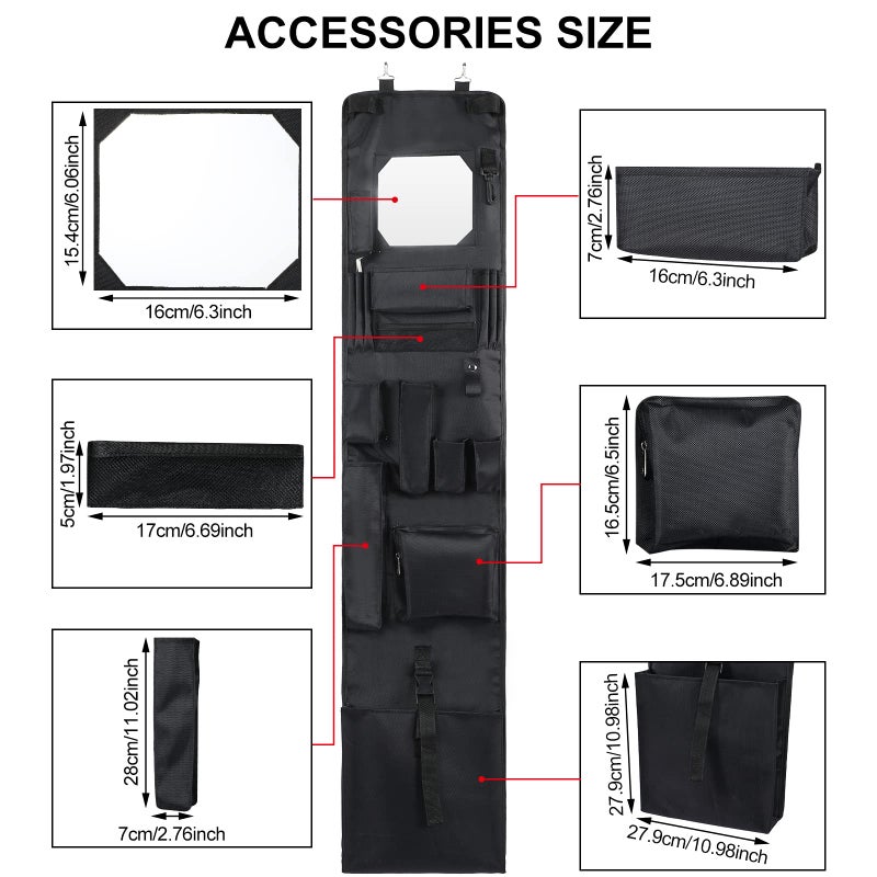 Woanger Police Style Hanging Closet 52 x 11 Inches Door Organizer Locker Shelf Hanging Locker Organizer with Mirror for Police Security Law Enforcement (Black, 1 Pcs) - Image 2