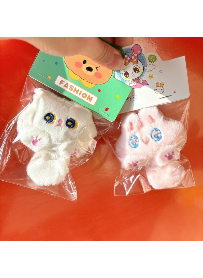 Plush Cartoon Cat Doll Pendant Cute Soft Cute Girl Backpack Decorative Pendant Doll Student Gift-Color:White (bead Chain Card Head Packaging)-Height:11cm - Image 2