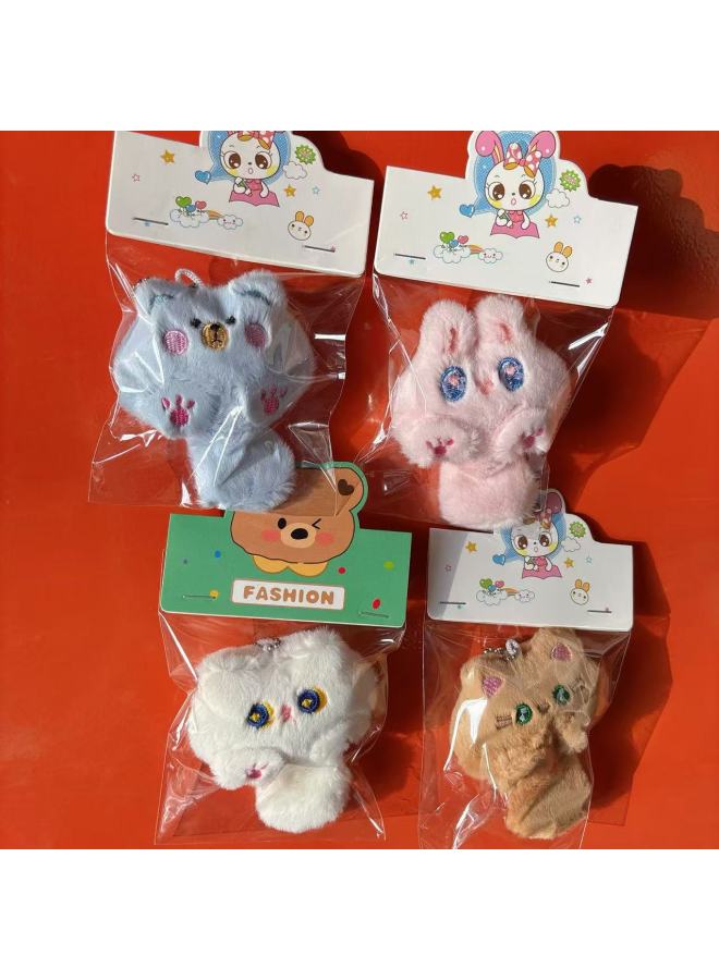 Plush Cartoon Cat Doll Pendant Cute Soft Cute Girl Backpack Decorative Pendant Doll Student Gift-Color:White (bead Chain Card Head Packaging)-Height:11cm - Image 1