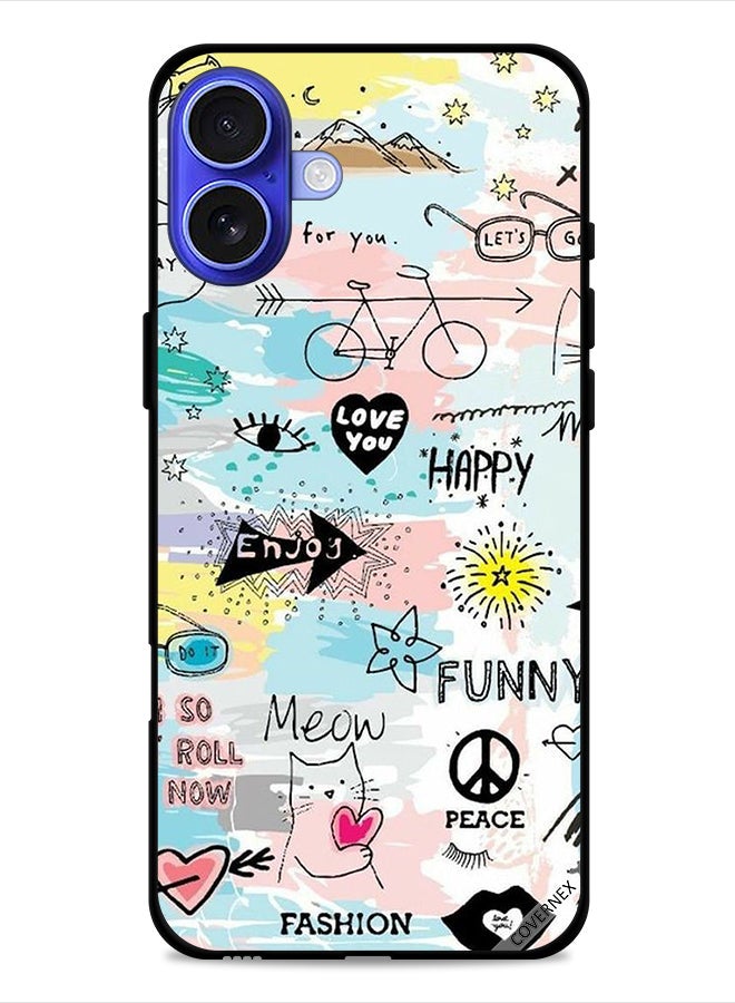 Covernex Apple iPhone 16 Plus Protective Case Cover Doodle Meow Enjoy - Image 1