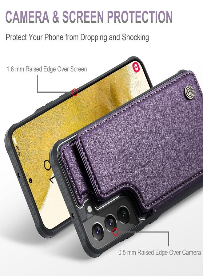 Vinich Samsung Galaxy S22 Case with Card Holder, Samsung S22 Wallet Case for Women Men with RFID Blocking, Durable Leather Kickstand Shockproof Flip Phone Case for Galaxy S22 5G, Purple - Image 4
