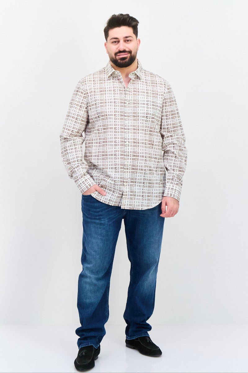 PERRY ELLIS قميص رجالي بأكمام طويلة وقصة مريحة بطباعة متعددة الألوان - Image 4