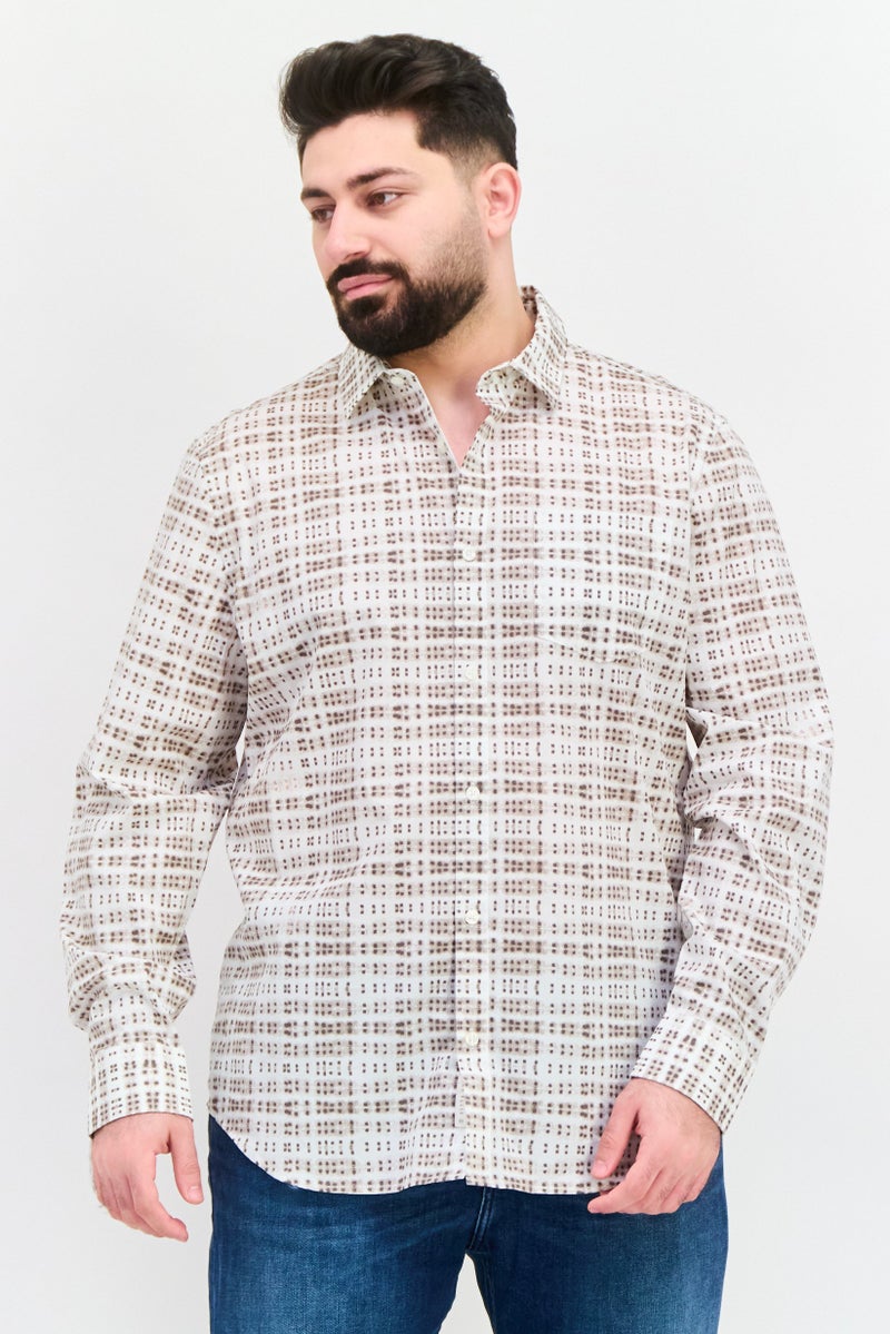 PERRY ELLIS قميص رجالي بأكمام طويلة وقصة مريحة بطباعة متعددة الألوان - Image 1