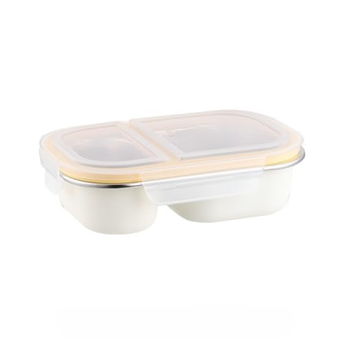 KitchEase 800ml Stainless Steel Lunch Box with 2 Compartments | Leak-Proof Airtight Lid | BPA-Free & Dishwasher Safe Food Container | Bento Tiffin Box for Office, School, Travel, Kids & Adults (White) - Image 1