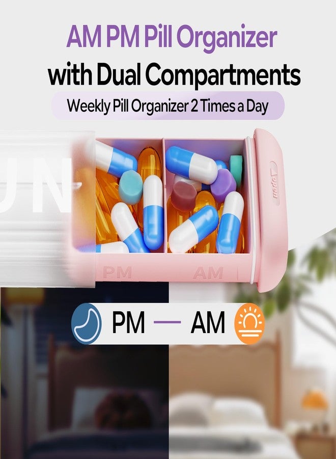 Daviky Pill Organizer 2 Times a Day, AM PM Pill Organizer 7 Day with 7 Removable Daily Cases, Weekly Pill Box with Large Print Labels, Easy Open Travel Pill Case for Vitamins and Medication, Rainbow - Image 4