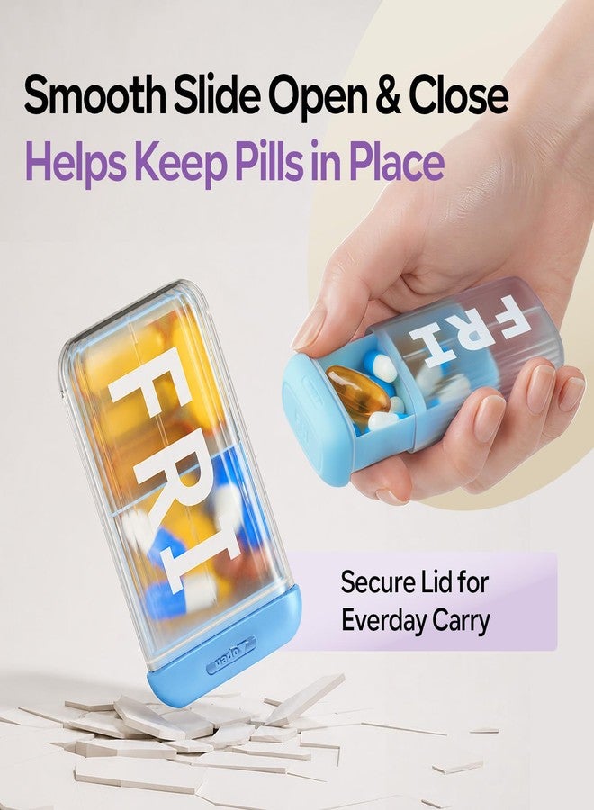 Daviky Pill Organizer 2 Times a Day, AM PM Pill Organizer 7 Day with 7 Removable Daily Cases, Weekly Pill Box with Large Print Labels, Easy Open Travel Pill Case for Vitamins and Medication, Rainbow - Image 3