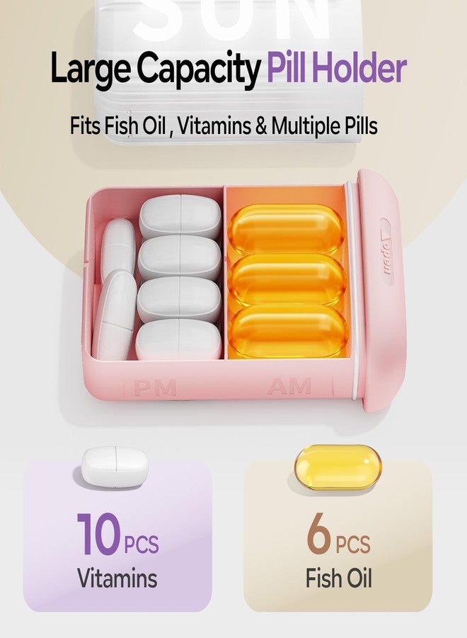 Daviky Pill Organizer 2 Times a Day, AM PM Pill Organizer 7 Day with 7 Removable Daily Cases, Weekly Pill Box with Large Print Labels, Easy Open Travel Pill Case for Vitamins and Medication, Rainbow - Image 5