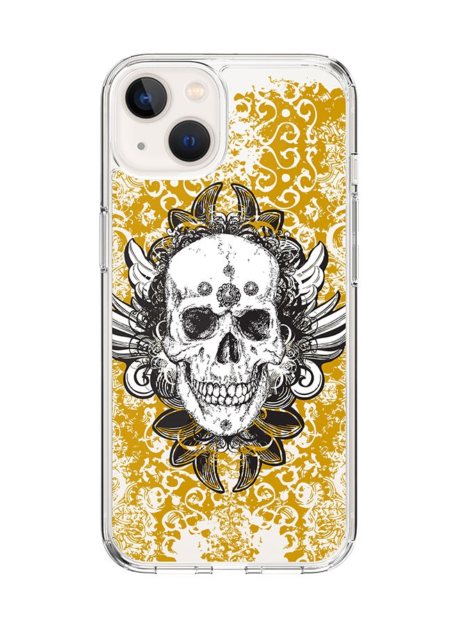 Classic Clear Case for Apple iPhone 14 Plus Case Hybrid Soft Cover Flexible Edges Anti Drop TPU PC Gel Thin Transparent Cover - Skull Cult
