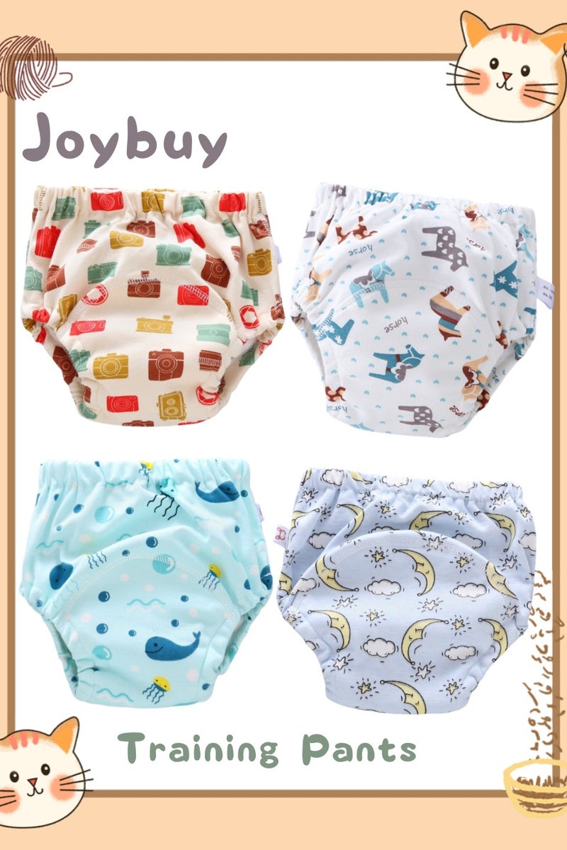 joybuy 4 Pack Size L Potty Training Pants, Breathable Potty Training Underwear, Unisex Toddler Training Underpants for 0-3 Years Boy and Girls Strong Absorbent Cotton Training Pants  - Image 1