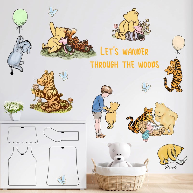 Xendelow Winnie Character Stickers, Winnie Inspirational Stickers, The Pooh Wall Stickers for Kids, The Pooh Removable Sticker for Baby Kids Nursery Children Room Bedroom Living Room Playroom Wall Decoration - Image 1