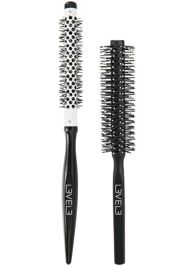 L3 مجموعة فرش دائرية مستوى 3 - تصميم احترافي وخفيف الوزن - لمصففي الشعر ومصففي الشعر - مقاومة للحرارة - فرشاة شعر مستوى ثلاثة - 2 قطعة - Image 1