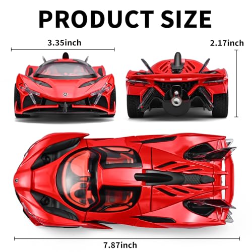 RZAPE Spray Project EVO Toy Cars 124 Diecast Cars Metal Car Carros De ColeccionModel Car Kits for Adults and BoysPull Back Car with Lights and SoundsSpray Toy Cars for Boys Age 312Red - Image 5