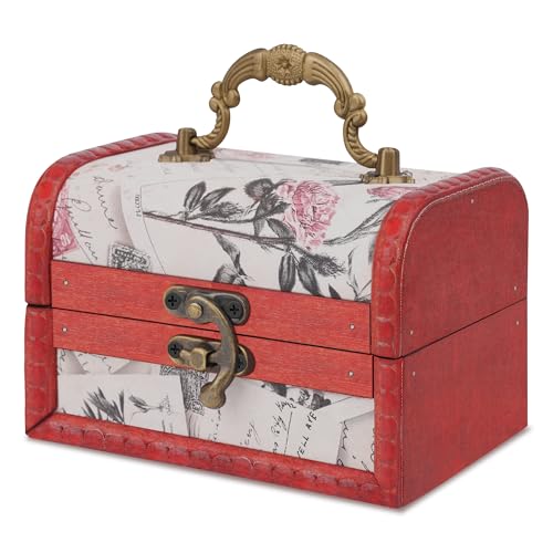 Coolrunner Handmade Retro European wooden box Vintage Wooden Treasure Case Decorative Trinket Jewelry Storage Box Old Memory (1) (Style 1) - Image 1