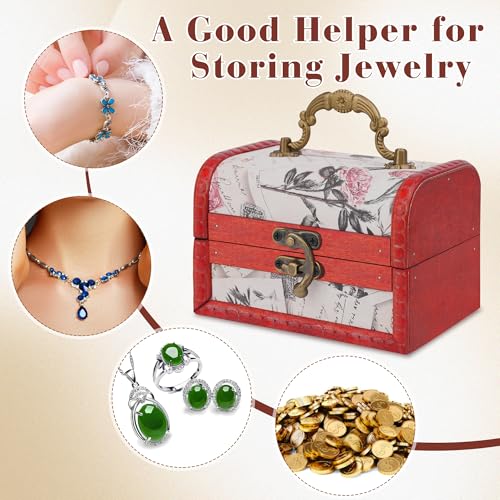 Coolrunner Handmade Retro European wooden box Vintage Wooden Treasure Case Decorative Trinket Jewelry Storage Box Old Memory (1) (Style 1) - Image 4