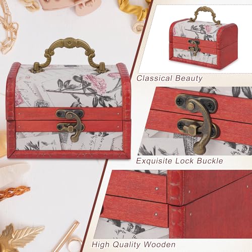 Coolrunner Handmade Retro European wooden box Vintage Wooden Treasure Case Decorative Trinket Jewelry Storage Box Old Memory (1) (Style 1) - Image 5