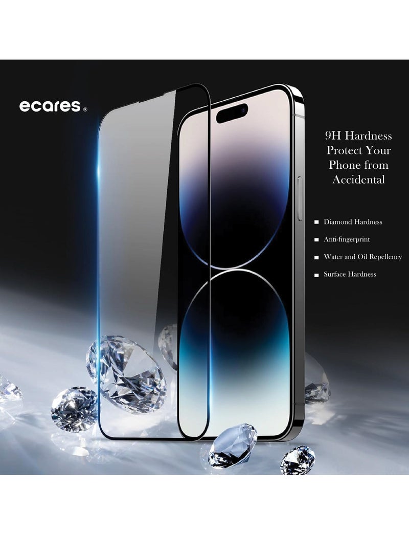 إيكاريس إي كيرز® واقي شاشة iPhone 14 Pro Max، شفاف عالي الدقة، زجاج مقسى 9H، حماية من الدرجة العسكرية، مقاوم للخدش، مضاد لبصمات الأصابع، تغطية كاملة، مضاد للاصفرار، خالي من الفقاعات، (حزمة-1) - Image 3