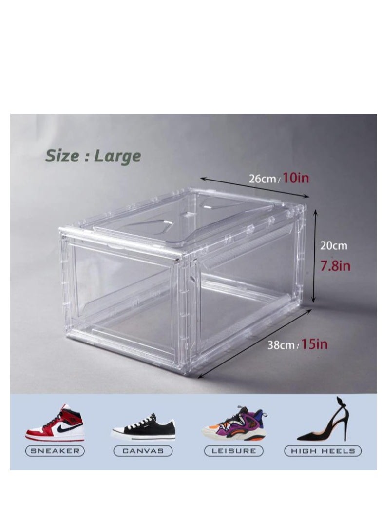 Golden - 3Pcs Shoe Box,Clear Shoe Boxes with Lids Stackable,Drop Front Shoe Box,Magnetic Door,360 Degree Full Clear Sneaker Storage Shoe Box - Image 1