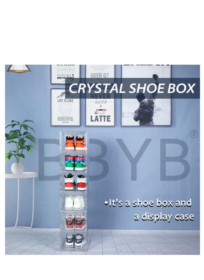 Golden - 3Pcs Shoe Box,Clear Shoe Boxes with Lids Stackable,Drop Front Shoe Box,Magnetic Door,360 Degree Full Clear Sneaker Storage Shoe Box - Image 1