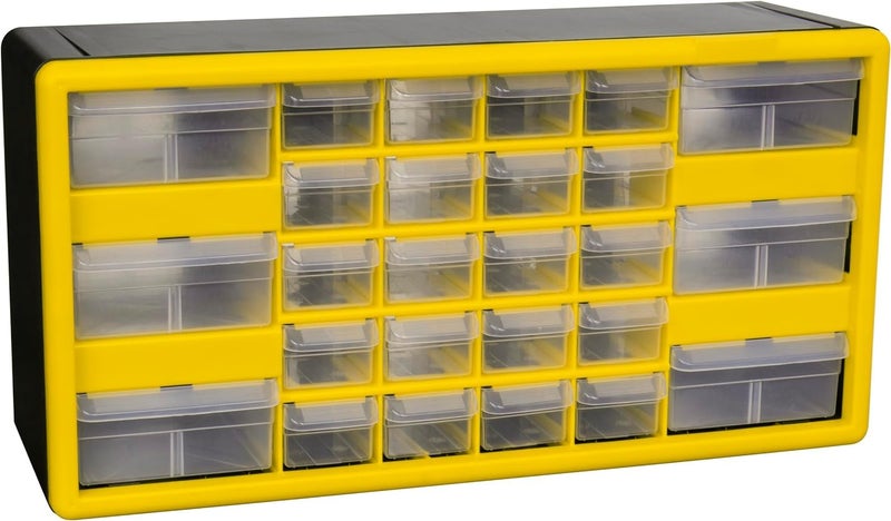 Akro-Mils 26-Drawer Plastic Drawer Storage Cabinet for Garage Organization, Bead Organizer, Building Bricks Storage, Teacher Toolbox, Makeup Organizer, 20" W x 6" D x 10" H, 10126 Yellow - Image 1