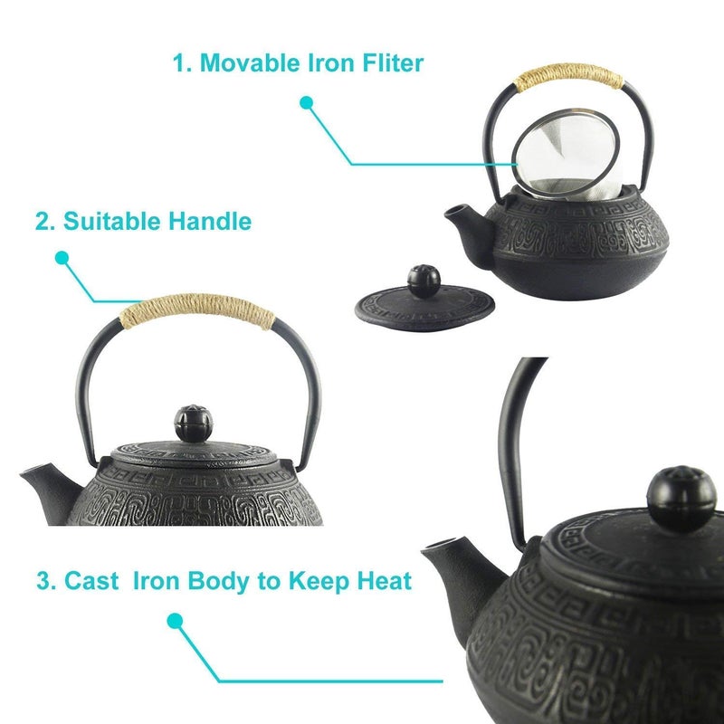Hwagui - Japanese Cast Iron Teapot With Stainless Steel Tea Infuser  Tea Kettle Stovetop Safe 600Ml/20Oz - Image 3
