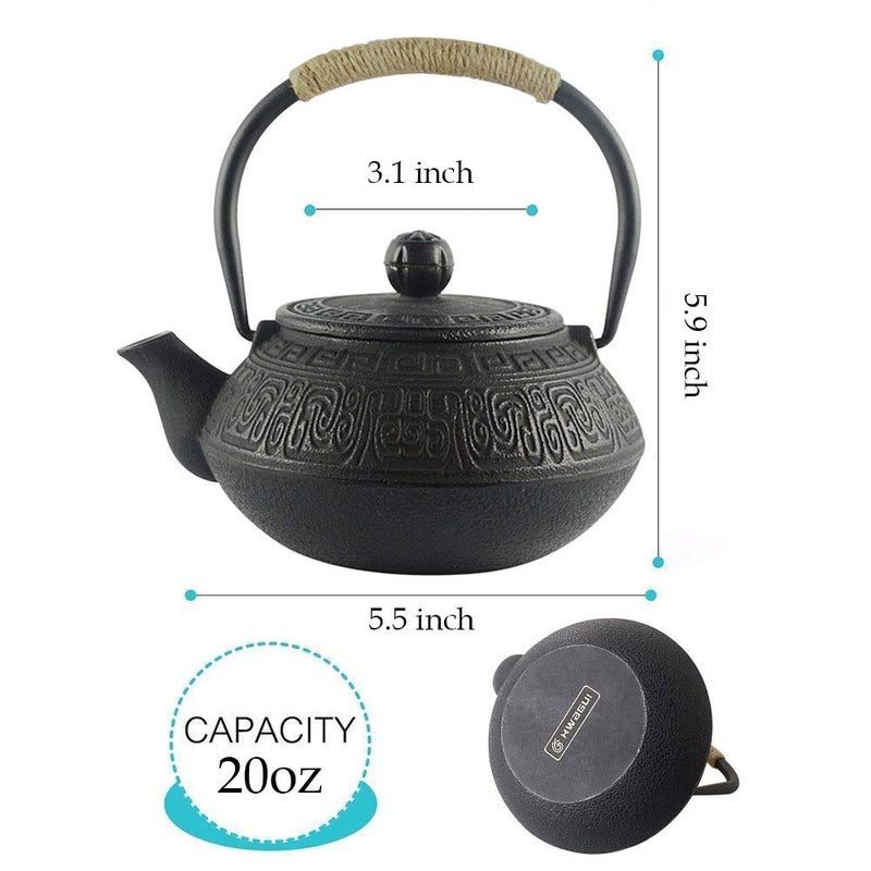 Hwagui - Japanese Cast Iron Teapot With Stainless Steel Tea Infuser  Tea Kettle Stovetop Safe 600Ml/20Oz - Image 2